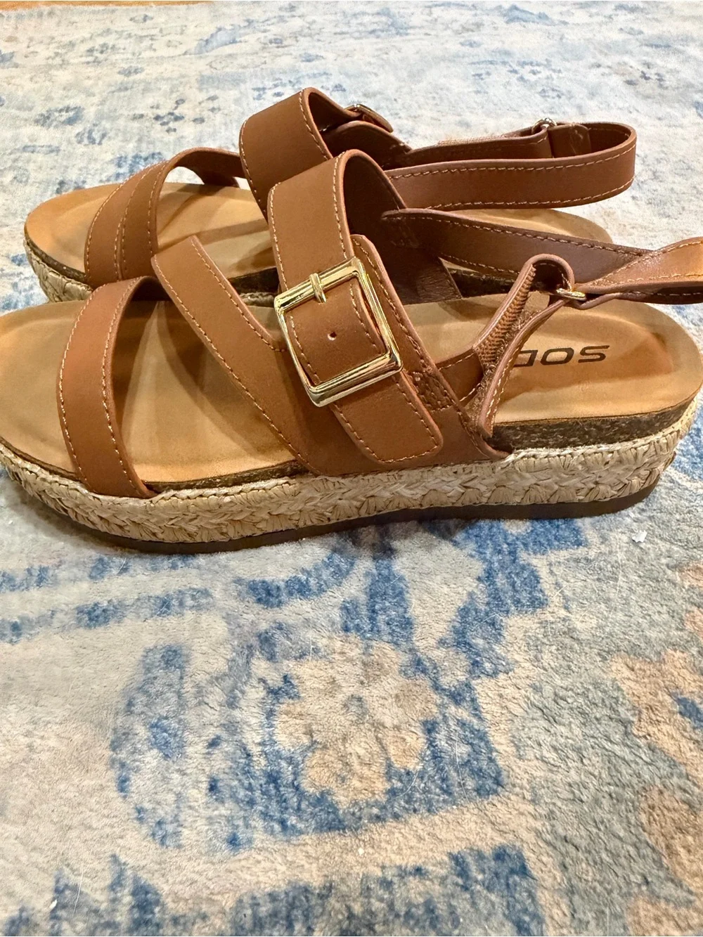 Soda Women's Cognac Strappy Buckle Sandals